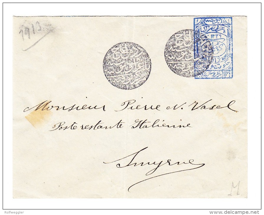 1913  Ganzsache Mit 1 Piastre Von Dedeagadj Nach Smyrne Mit Ak.Stempel - Levante Británica