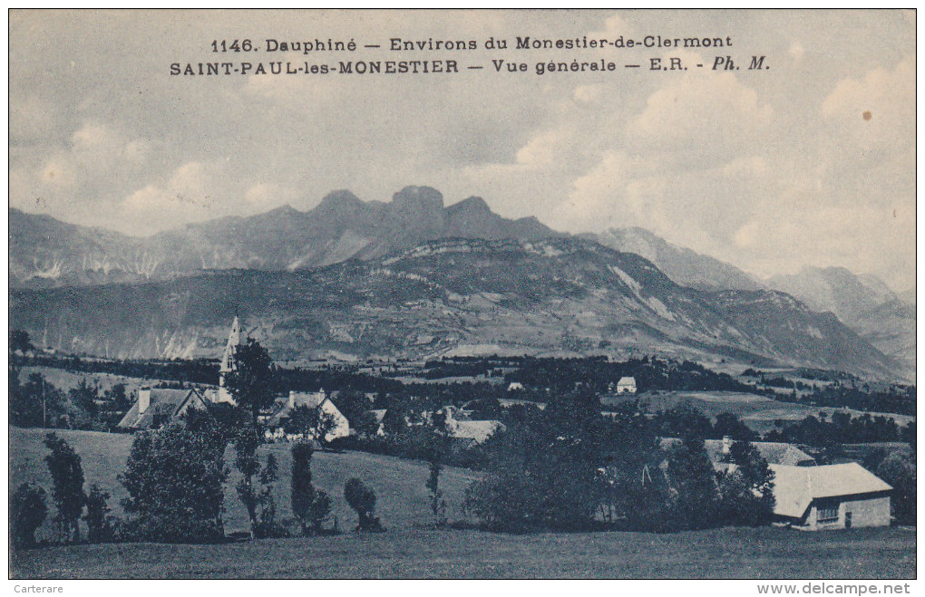 Cpa,1928,saint Paul Les Monestier,prés De Grenoble,vue Du Secteur Et De Belles Montagnes,monestier De Clermont,prés Vif, - Vif