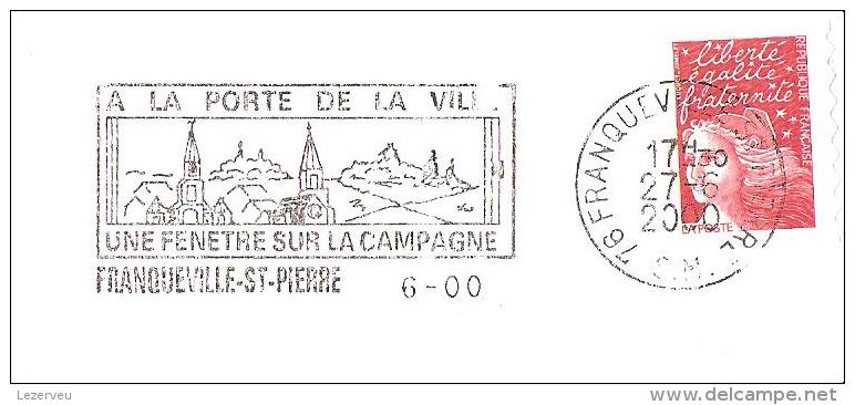 CACHET OBLITERATION FLAMME EMA  FRANQUEVILLE ST PIERRE BELLE FRAPPE ENVELOPPE 22X11 - 1961-....