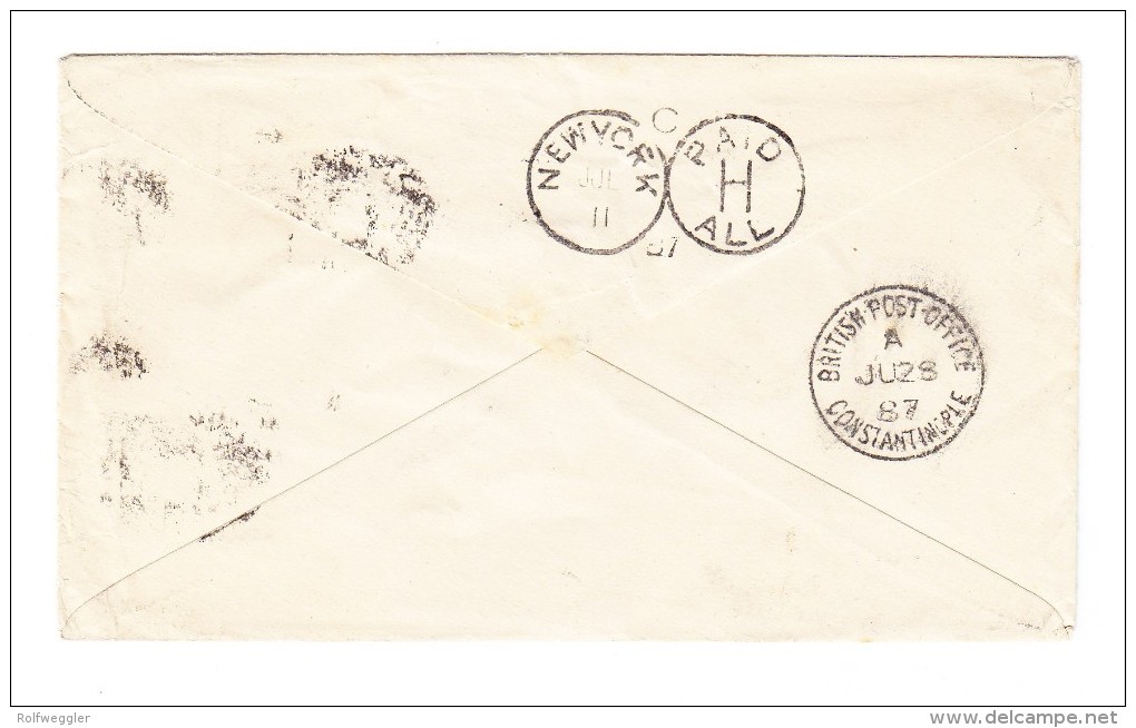 1855 - Brief In Die USA  Frankiert Mit GB SG 1 Kreisdatumstempel "Britsche Post/Konstantinopel" - Levant Britannique