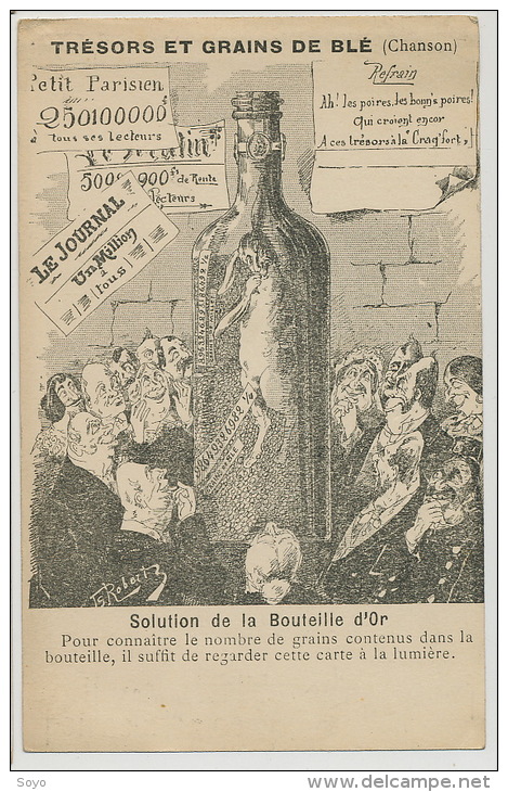 Carte Systeme Transparence La Bouteille D 'Or Lapin Poires Par Robert Devinette - Mechanical