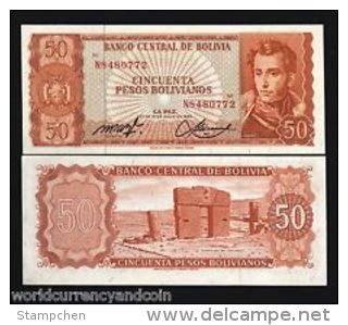 1962 Bolivia 50 Pesos Banknote UNC 1 Piece - Bolivia