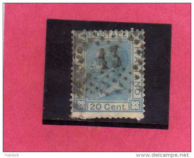 ITALIA REGNO ITALY KINGDOM 1867 VITTORIO EMANUELE II  CENTESIMI 20 CENT. LONDRA CELESTE CHIARO USATO USED - Usati