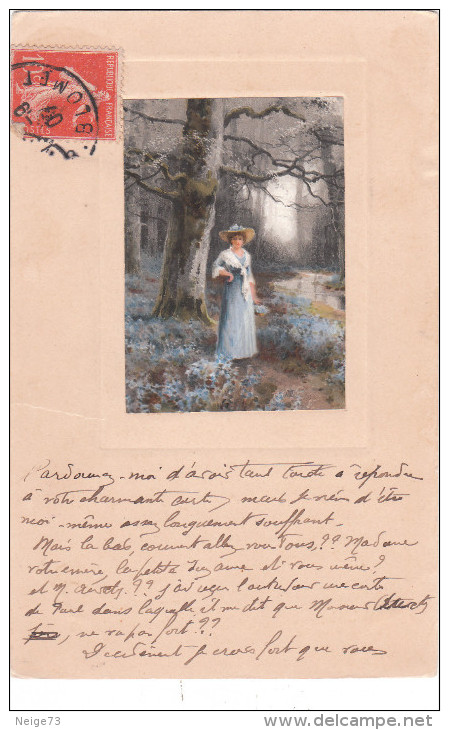 Carte Postale Ancienne Illustrée - Femme - Paysage - 1900-1949