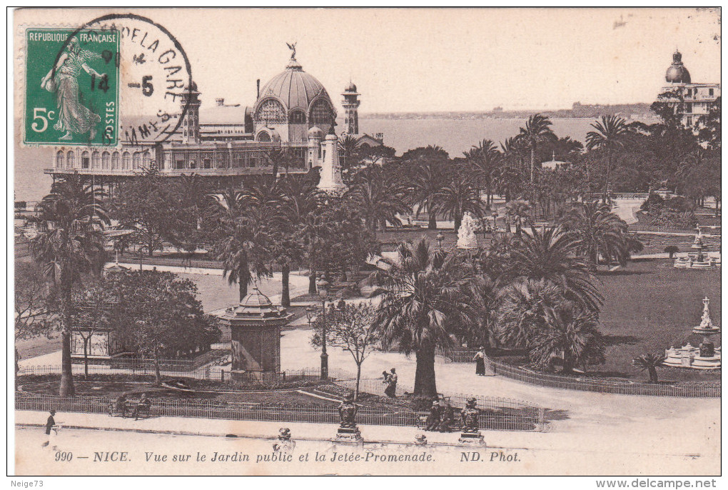 Carte Postale Ancienne De Nice - Vue Sur Le Jardin Public Et La Jetée Promenade - Parcs Et Jardins