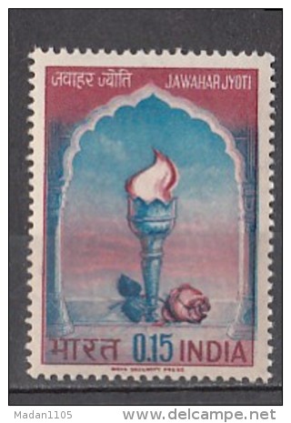 INDIA, 1965, 1st Anniversary Of Nehru's Death, WQmk Ashokan, Everlasting Flame And Rose,  Jawahar Jyoti, MNH, (**) - Ongebruikt