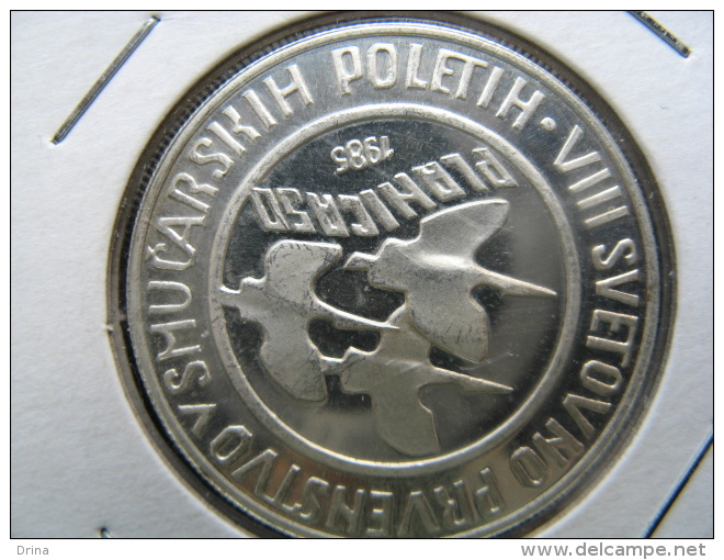 Commemorative Coin On The Occasion Of Ski Jumping Championship Planica, 500 Dinara 1985(13 G Silber, PP) - Yugoslavia