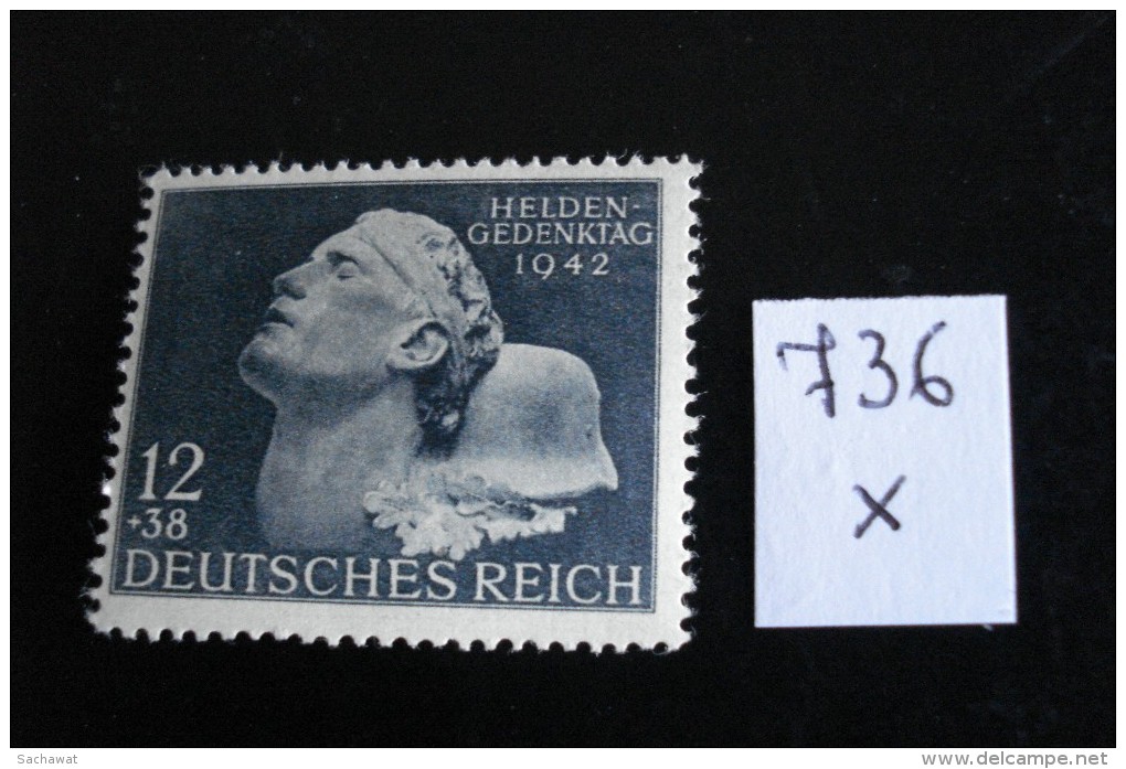 Allemagne III° Reich - Année 1942 - Journée Des Héros - Y.T. 736 - Neuf (*) Mint (MLH) Postfrisch (*) - Unused Stamps