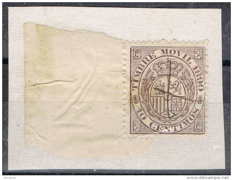 Sello 10 Cts Fiscal Postal Año 1890, Timbre Movil Borde De Hoja º - Fiscal-postal