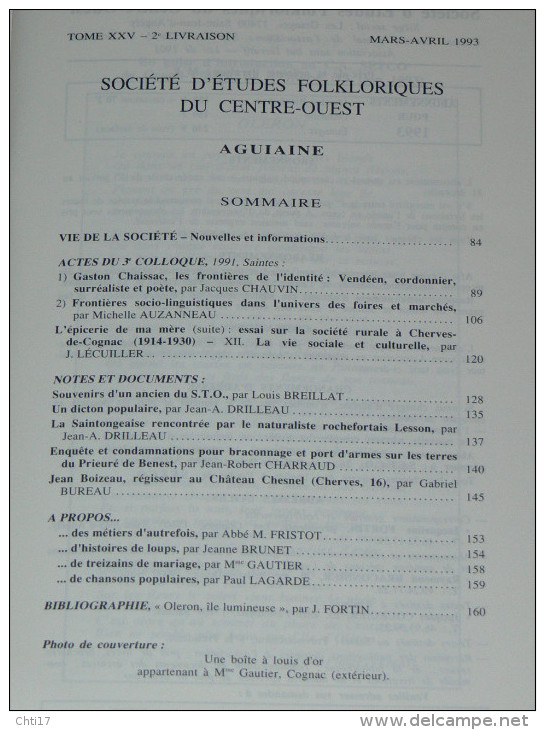 AGUIAINE ET SUBIET TOME 25  / ANNEE COMPLETE 1993 / CHERVES DE COGNAC / LE STATUAIRE ROMAN / PONS /POITIERS /