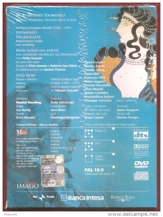 DVD - W. A. MOZART - IDOMENEO - Daniel Harding - Teatro Alla Scala Di Milano - COFANETTO CON DVD E LIBRETTO - NUOVO - Music On DVD
