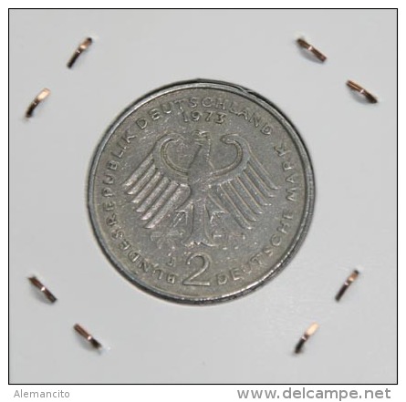 Alemania 2 Mark (20 A&ntilde;os De La  Republica  Federal  Alemana) A&ntilde;o 1973- ( CECA - J -)  MONEDA CIRCULADA - ( - 2 Mark