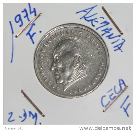 Alemania 2 Mark (20 A&ntilde;os De La  Republica  Federal  Alemana) A&ntilde;o 1974- ( CECA - F -)  MONEDA CIRCULADA - ( - 2 Mark