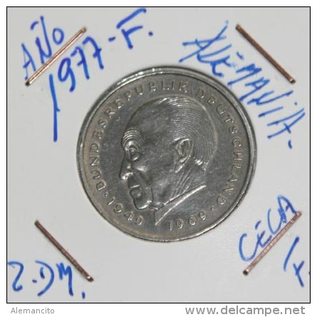 Alemania 2 Mark (20 Años De La  Republica  Federal  Alemana) Año 1977- ( CECA - F - )  MONEDA CIRCULADA - - 2 Mark