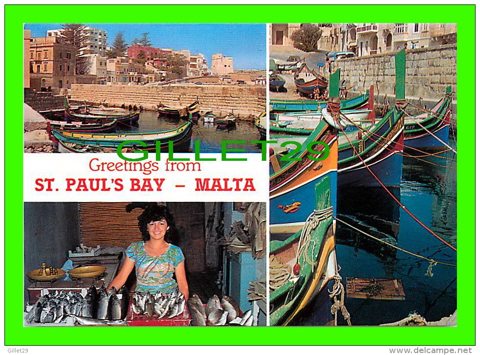 MALTE - MALTA - ST PAUL'S BAY, FISHING HARBOUR - 3 MULTIVUES  - PERFECTA ADVERTISING LTD - - Malte