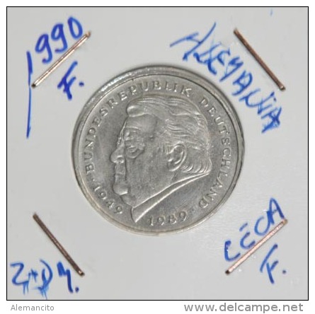 Alemania 2 Mark (Franz Josef Strauss) Año 1990- ( CECA - F -)  MONEDA CIRCULADA - ( MBC ) - 2 Marcos