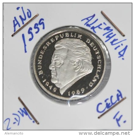 Alemania 2 Mark (Franz Josef Strauss) A&ntilde;o 1999- ( CECA - F -)  MONEDA CIRCULADA - ( MBC ) - 2 Mark