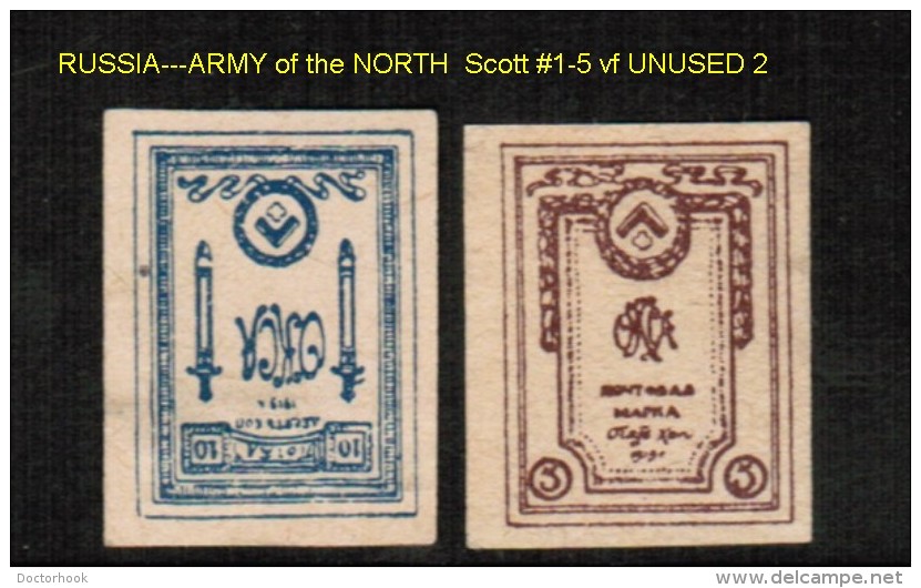 RUSSIA---NORTH ARMY   Scott  # 1-5**  UNUSED NO GUM AS ISSUED - Nordarmee