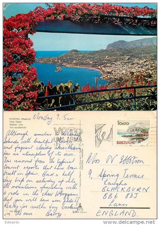 Funchal, Madeira, Portugal Postcard Posted 1977 Stamp - Madeira