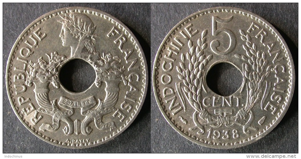 INDOCHINE  5 Cent 1938  FRENCH INDOCHINA  ENVOI GRATUIT - Cambodge