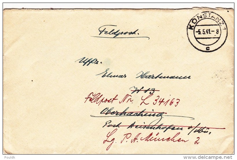 Feldpost WW2: Rerouted Cover To Taormina, Sicily: 9. Kompanie Luftnachrichten-Regiment 40 FP L34163 LGPA München 2 Dated - Militaria