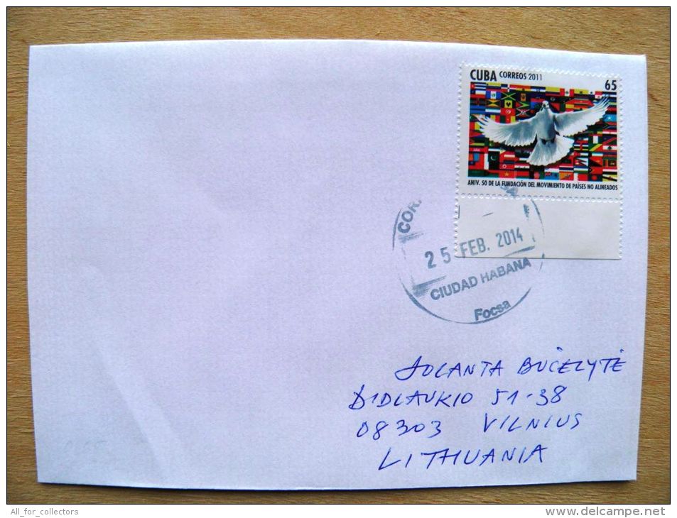 Postal Used Cover Sent  To Lithuania, 2011 Fauna Birds Oiseaux Pigeon Dove Flags - Brieven En Documenten