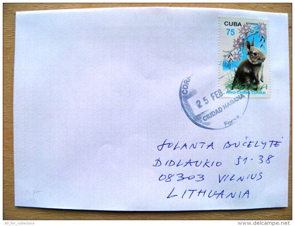 Postal Used Cover Sent  To Lithuania,  Fauna Animal Ano Chino Lunar Rabbit China Year Astrology - Lettres & Documents