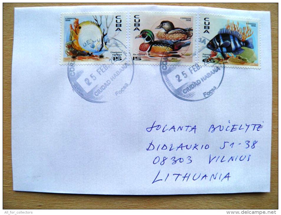 Postal Used Cover Sent  To Lithuania,  Fauna Animal Birds Ducks Fishes - Lettres & Documents