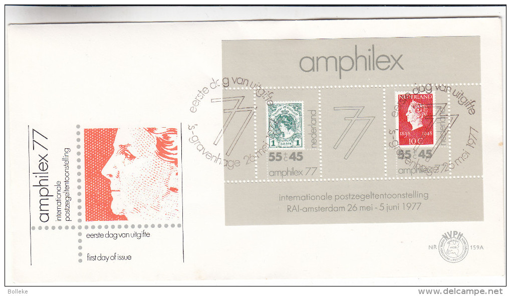 Timbres Sur Timbres - Pays Bas - Lettre De 1977 - Exposition Philatélique - Amphilex 77 - Covers & Documents