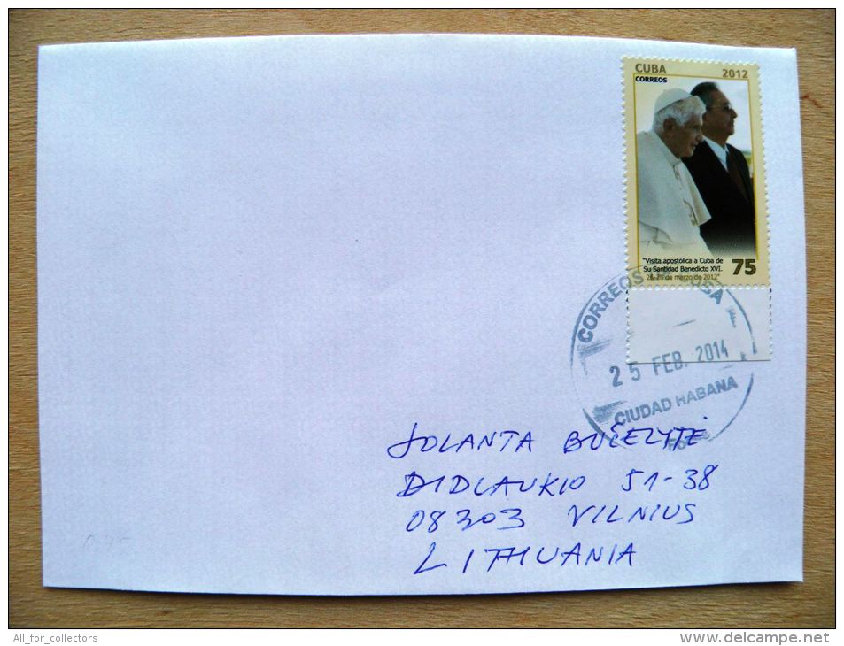 Postal Used Cover Sent  To Lithuania,  2012 Pope Benedicto XVI Visit Religion - Covers & Documents