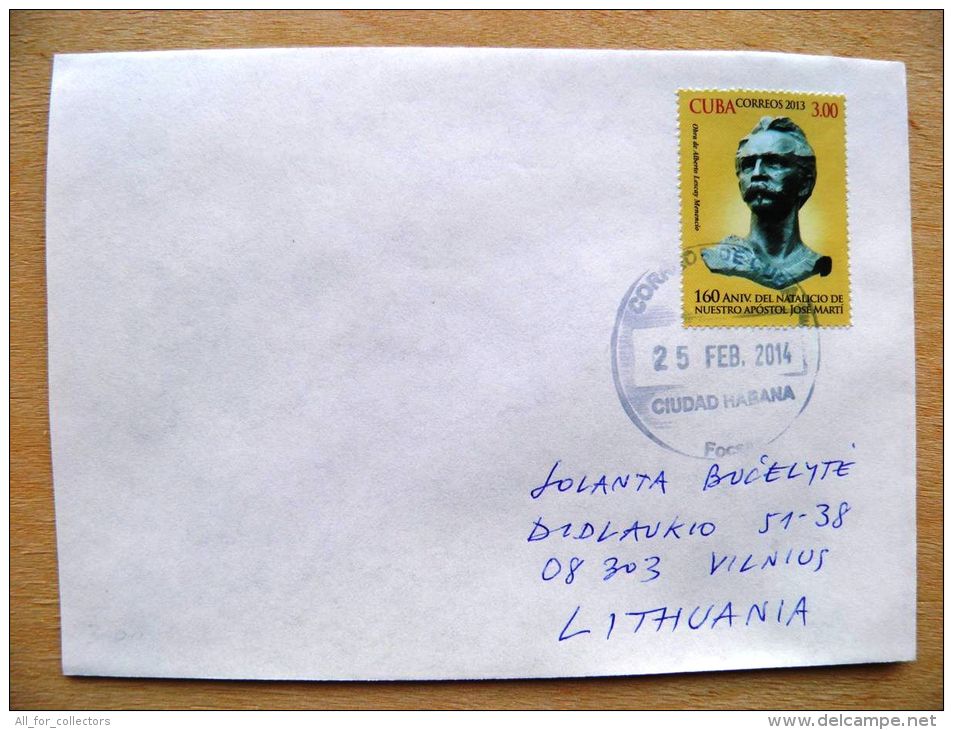 Postal Used Cover Sent  To Lithuania,  2013 Jose Marti Lescay - Brieven En Documenten