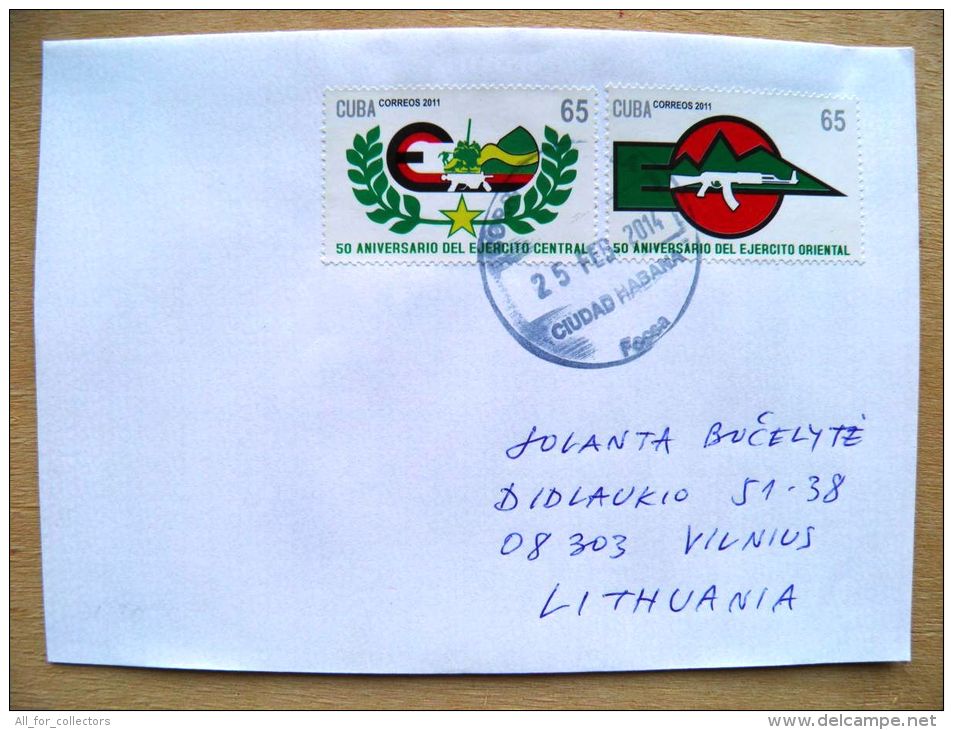 Postal Used Cover Sent  To Lithuania,  2011 Gun Ejercito Oriental - Briefe U. Dokumente