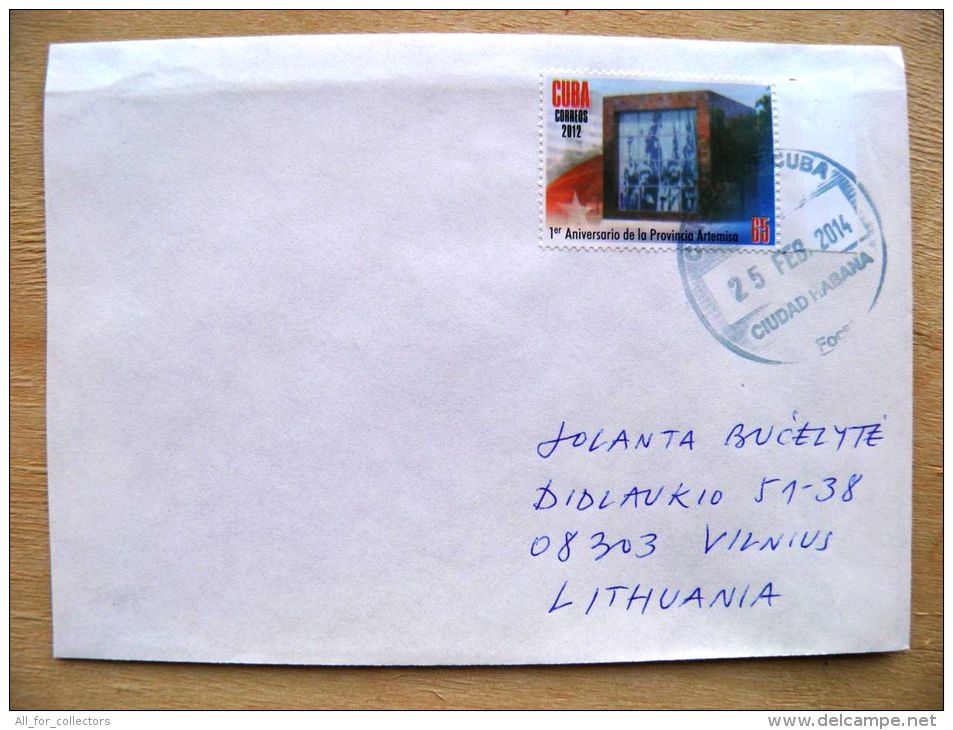 Postal Used Cover Sent To Lithuania,  2012 Provincia Artemisa - Brieven En Documenten