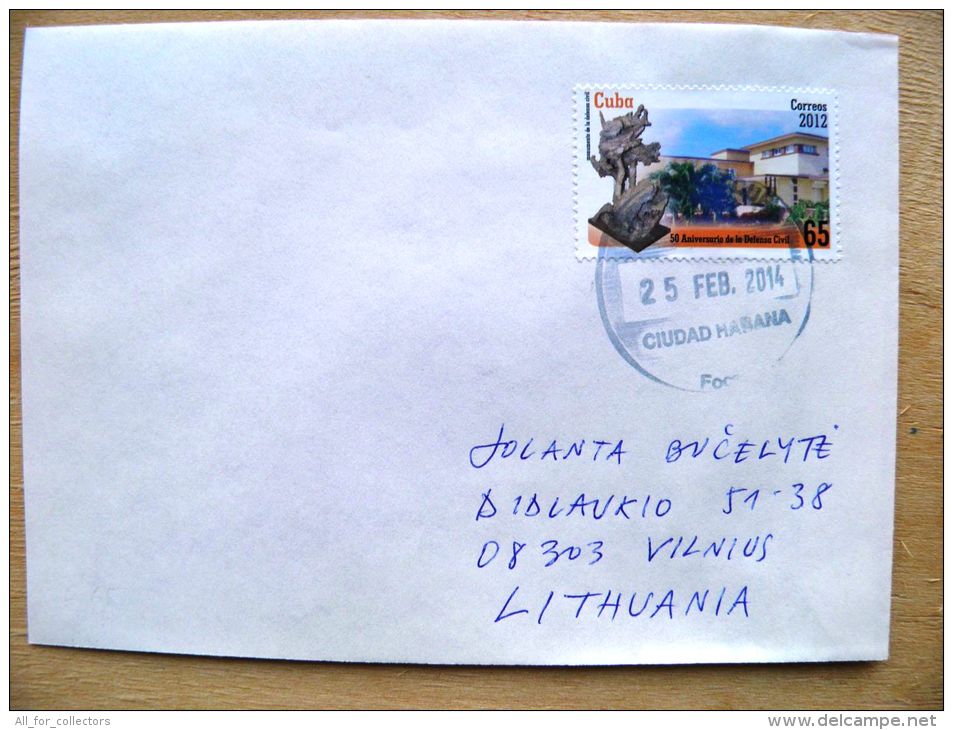 Postal Used Cover Sent To Lithuania,  2012 Defensa Civil - Lettres & Documents