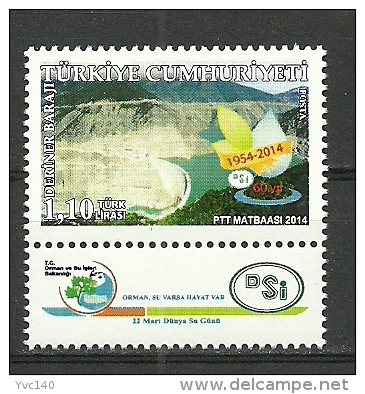 Turkey; 2014 60th Anniv. Of General Directorate Of State Hydraulic Works - Ungebraucht