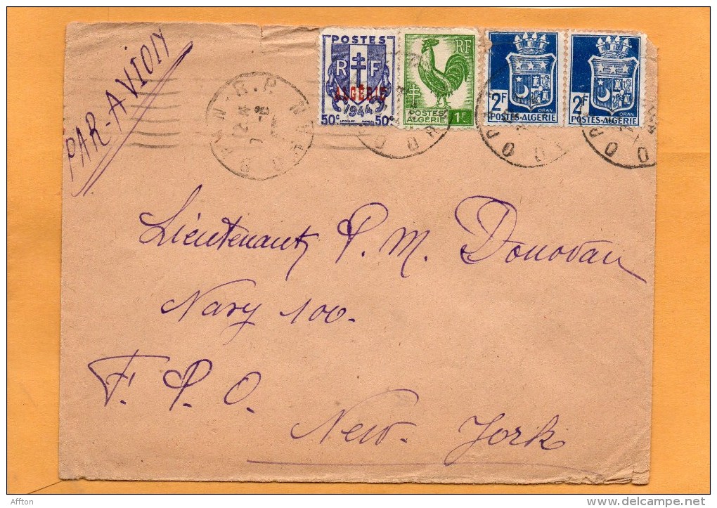 Algeria 1945 Cover Mailed To USA - Briefe U. Dokumente