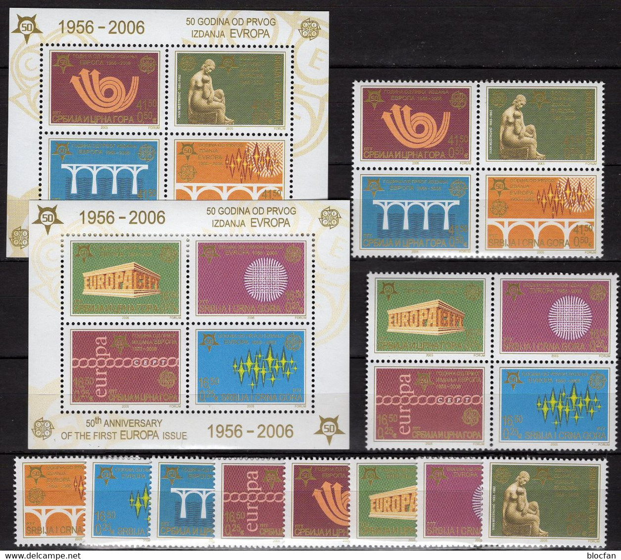 CEPT Blöcke Serbija 3257/2,VB+Bl.59/60A ** 38€ Bloque Hoja Stamps On Stamp Ss Blocs Sheets M/s 50 Jahre EUROPA 2006 - Non Classés