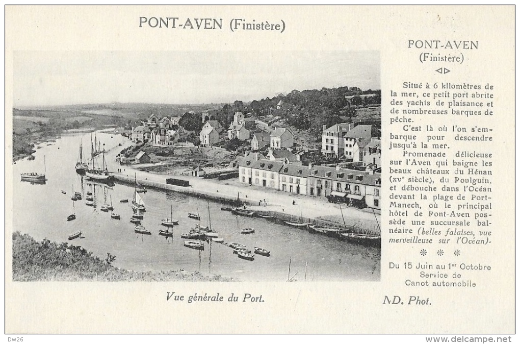 Pont-Aven - Vue Générale Du Port - Carte ND. Phot. Non Circulée - Pont Aven