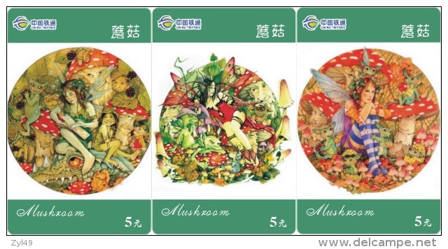 M06193 China Phone Cards Mushroom 3pcs - Fiori