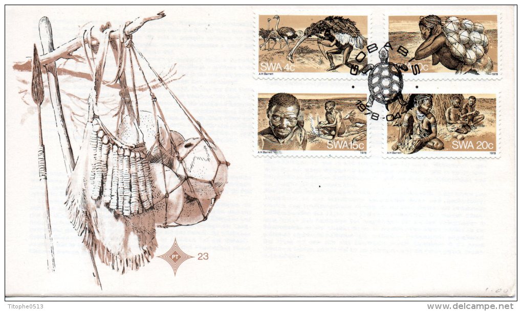 SUD-OUEST AFRICAIN : N°389-92 De 1978 Sur Enveloppe 1er Jour (FDC). Autruche/Tortue. - Ostriches