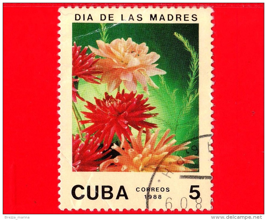CUBA - 1988 - Festa Della Mamma - Fiori - Flowers - Dalie - Dahlias - 5 - Oblitérés