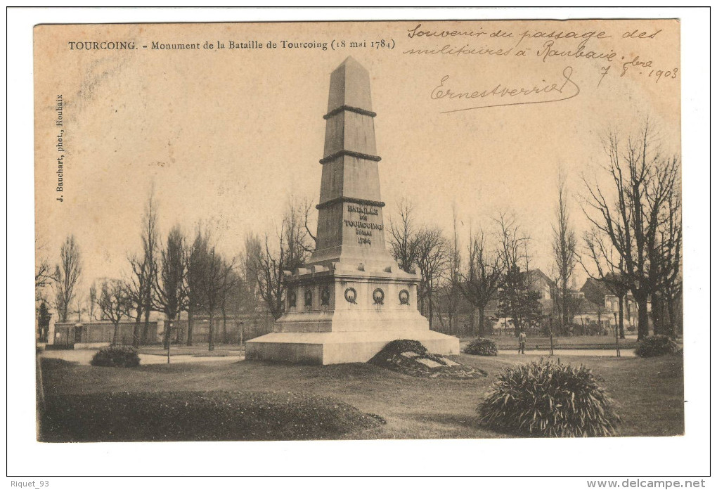 TOURCOING -Monument De La Bataille De Tourcoing (18 Mai 1784 - Tourcoing