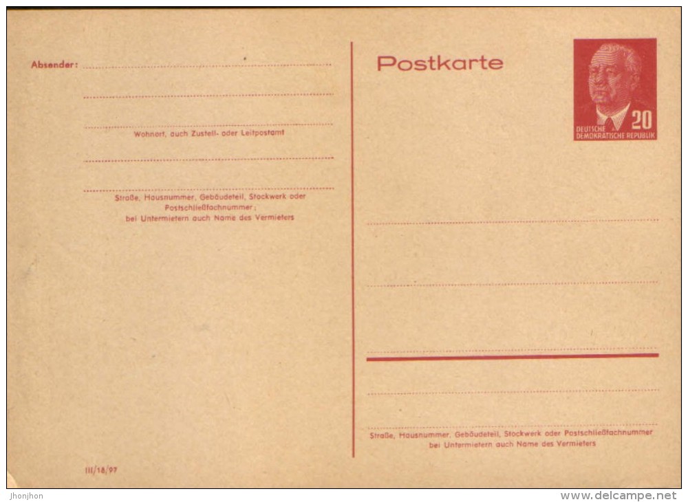 Deutschland/DDR-Postal Stationery Postcard , Unused  1953 - P54 - Postkarten - Ungebraucht