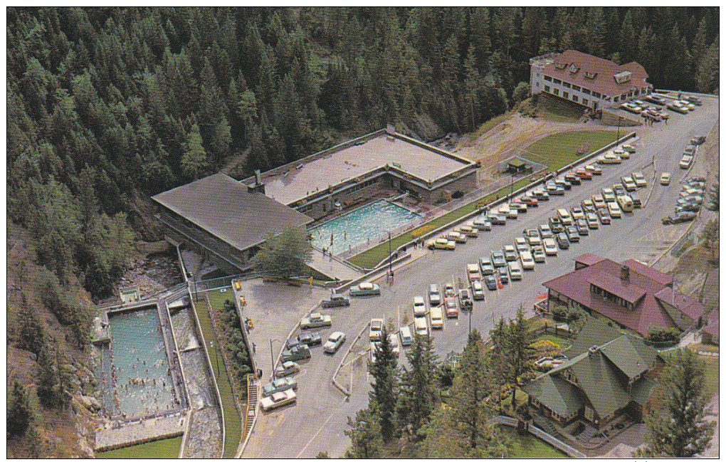 Aerial View, Swimming Pool, Classic Cars, Aquacourt, RADIUM HOT SPRINGS, British Columbia, Canada, 40-60's - Other & Unclassified