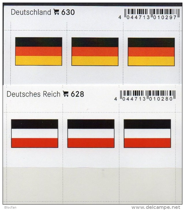 2x3 In Farbe Flaggen-Sticker Deutschland BRD+DR 7€ Kennzeichnung Alben Buch Sammlung LINDNER #630+628 Flag Germany/Reich - Sonstige & Ohne Zuordnung