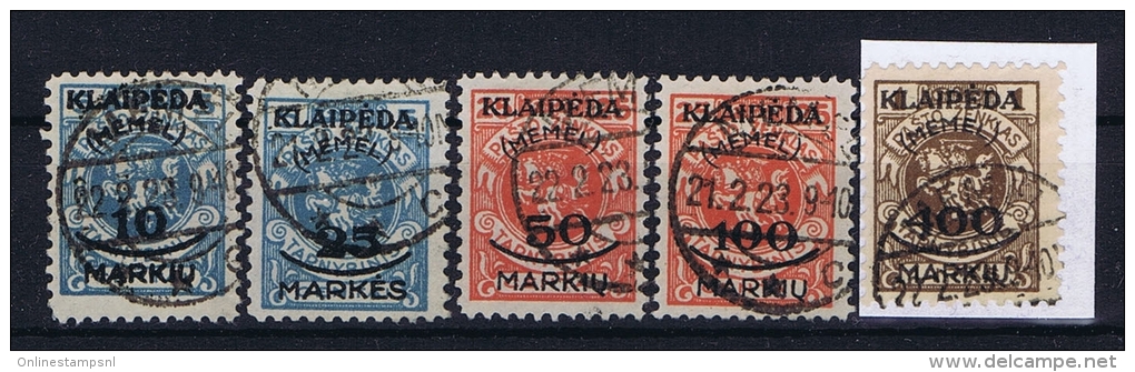 Germany: Memel, Mi Nr 124 - 128  Used 1923 - Memelgebiet 1923