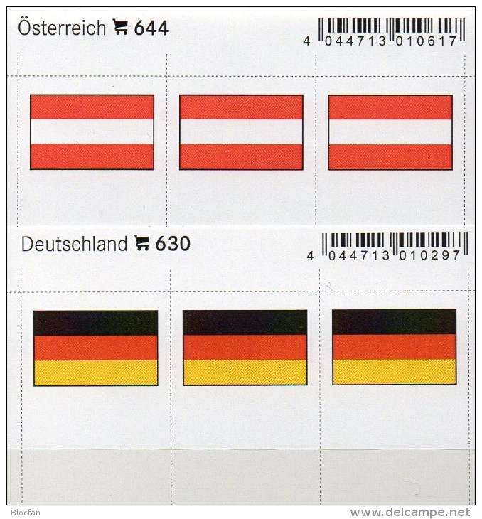 2x3 In Farbe Flaggen-Sticker Österreich+BRD 7€ Kennzeichnung Alben Buch Sammlung LINDNER 630+644 Flag Of Germany Austria - Architecture