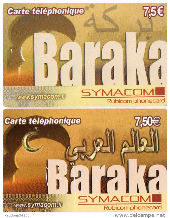 CARTES PREPAYEES  SYMACOM/RUBICOM  7,5e  Baraka  5190  (lot De 2) - Autres & Non Classés