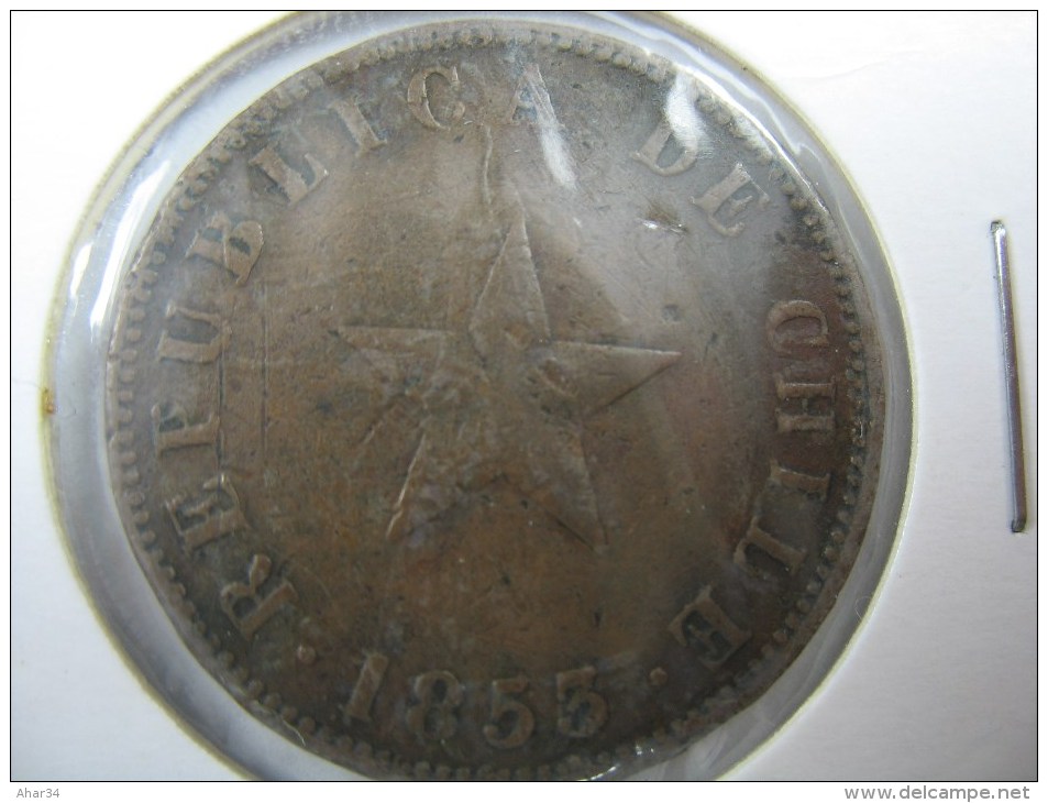 CHILE 1 ONE CENTAVO 1853 NICE GRADE . LOT 3 NUM 1 - Chile