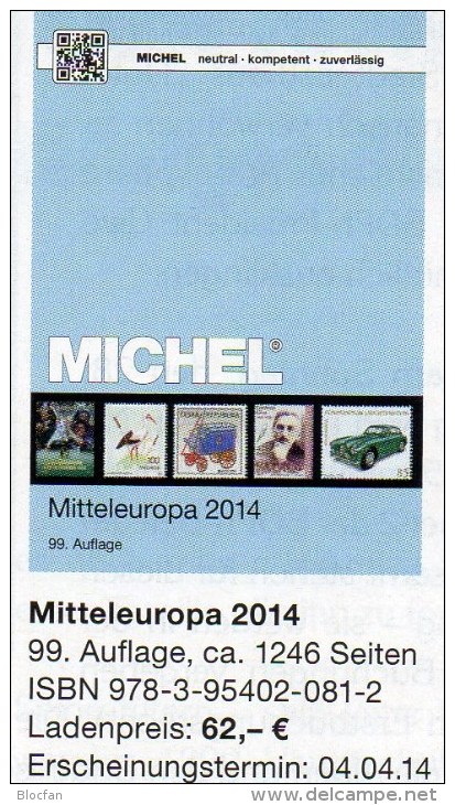 Mitteleuropa Band 1 MICHEL Katalog 2014 Neu 62€ Europa Mit Austria Schweiz UNO Wien CZ CSR Ungarn Liechtenstein Slowakei - Livres & Logiciels